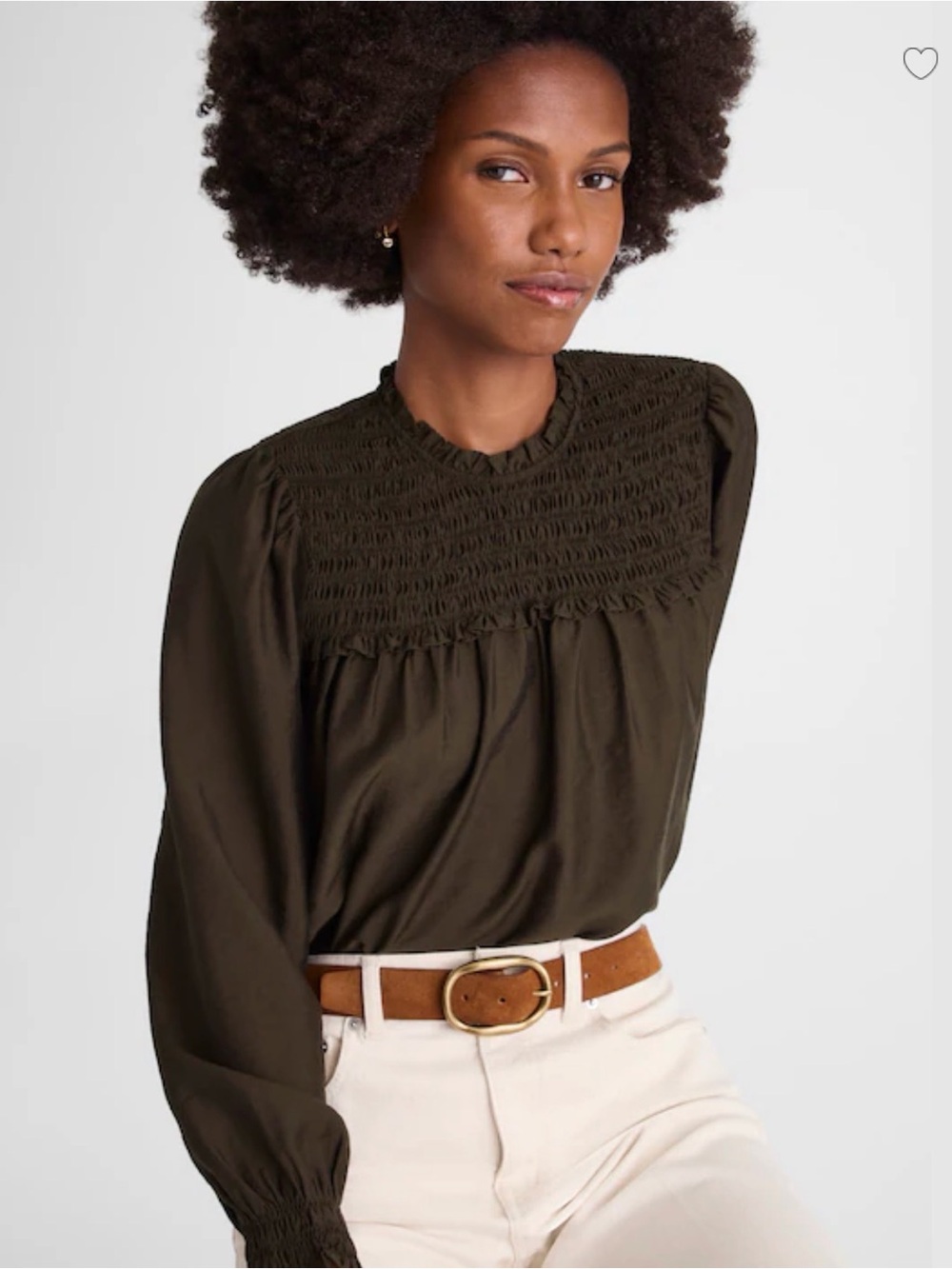 MADEWELL Smocked High-Neck Long-Sleeve Top NY780